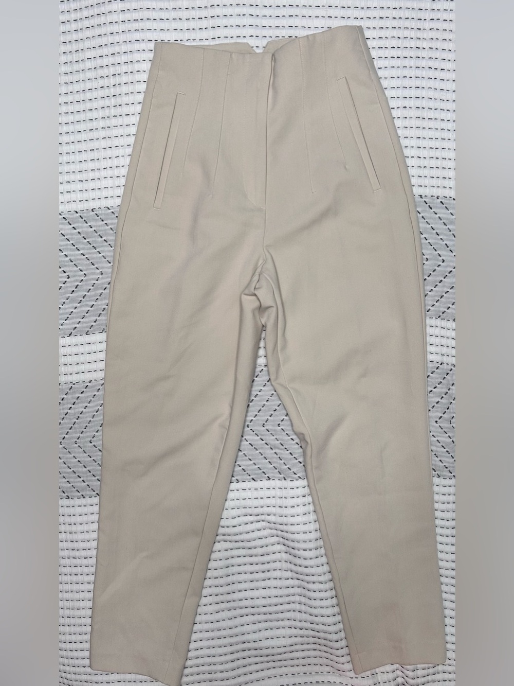 Zara Light Beige High-Rise Tapered Trousers